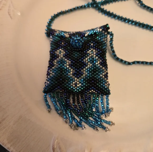 Boho Beaded Pouch Necklace - Picture 2 of 9